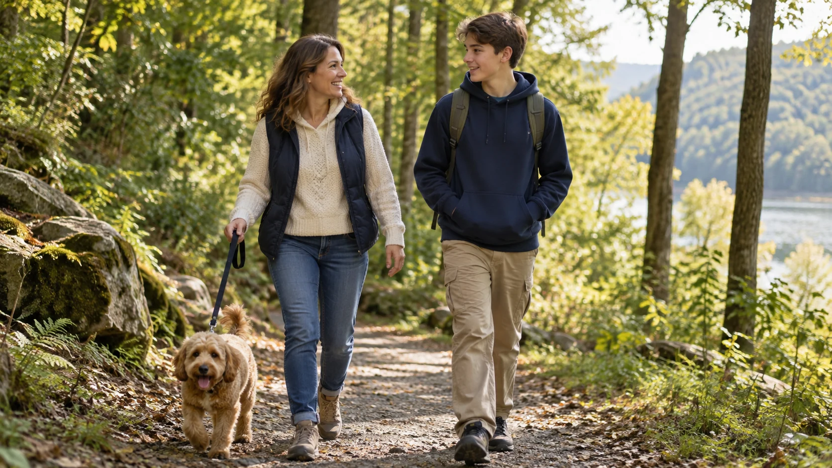 A family enjoying a walk outdoors